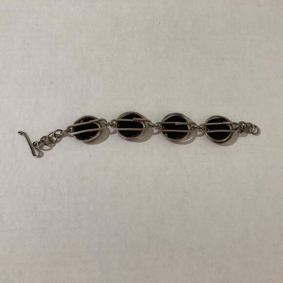 Dichroic Glass And Silver Toned Metal Bracelet - Picture 3 of 4